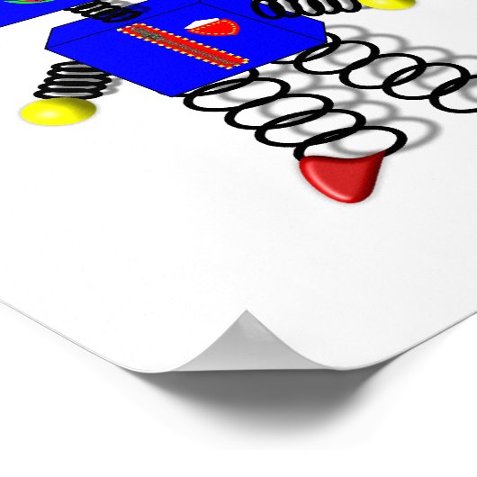 かわいい少年の部屋ロボットの絵ポスター装飾 ポスター (角)