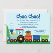 かわいい少年の電車に誕生日パーティーの招待 招待状 (正面)