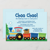 かわいい少年の電車の誕生日パーティーの写真の招待 招待状 (正面/裏面)