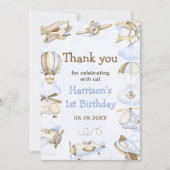 かわいい少年の飛行機テーマ サンキューカード (正面)