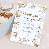 かわいい少年の飛行機テーマ サンキューカード