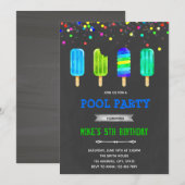 かわいい少年アイスポッキーの誕生日招待状 招待状 (正面/裏面)