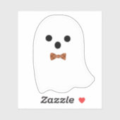 かわいい少年ゴーストのハロウィンステッカー（チェック柄の蝶ネクタイ付き） シール (シート)