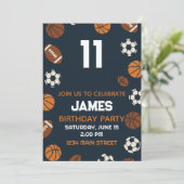 かわいい少年スポーツサッカーバースデーパーティー 招待状 (スタンド正面)