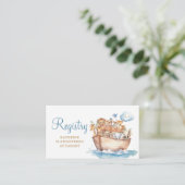 かわいい少年ノアの箱舟 動物 ベビーシャワー レジストリー エンクロージャーカード (スタンド正面)