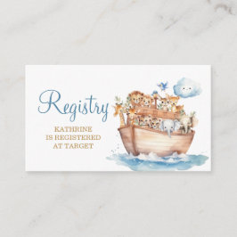 かわいい少年ノアの箱舟 動物 ベビーシャワー レジストリー エンクロージャーカード