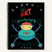 かわいい少年ロボットカスタムカラーリングスケッチブック ノートブック (正面)