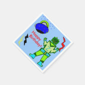 かわいい少年ロボット青い宇宙船誕生日 スタンダードカクテルナプキン (角)