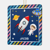 かわいい少年宇宙飛行士宇宙ロケット子供部屋 セラミックオーナメント (左)