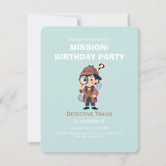 かわいい少年探偵の誕生日招待状 招待状 (正面)