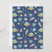 かわいい少年青い宇宙エイリアン銀河1歳の誕生日 招待状 (裏面)