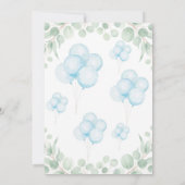 かわいい少年 現代のユーカリ 青い風船 招待状 (裏面)