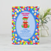 かわいい少年 3歳 誕生日 風船 招待状 (スタンド正面)