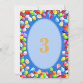 かわいい少年 3歳 誕生日 風船 招待状 (裏面)