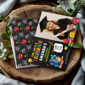 かわいい就学前の卒業お祝いと写真 招待状