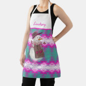 かわいい居心地の良い雪女のパターン（の模様が）ある冬 エプロン (インサイチュ)