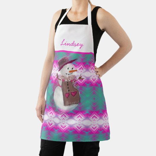 かわいい居心地の良い雪女のパターン（の模様が）ある冬 エプロン (インサイチュ)