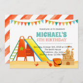 かわいい屋内遊具パーティの招待状 招待状 (正面/裏面)