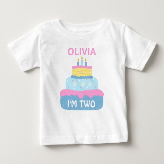 かわいい層誕生日ガール2歳パーソナライズされた ベビーTシャツ (正面)