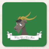 かわいい山羊の漫画 スクエアペーパーコースター (正面)