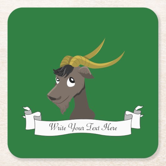 かわいい山羊の漫画 スクエアペーパーコースター (正面)