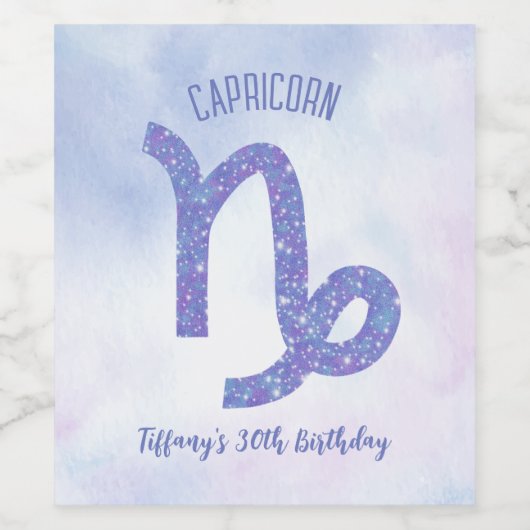 かわいい山羊座星占いサインカスタム誕生日パーティー ワインラベル (シングルラベル)
