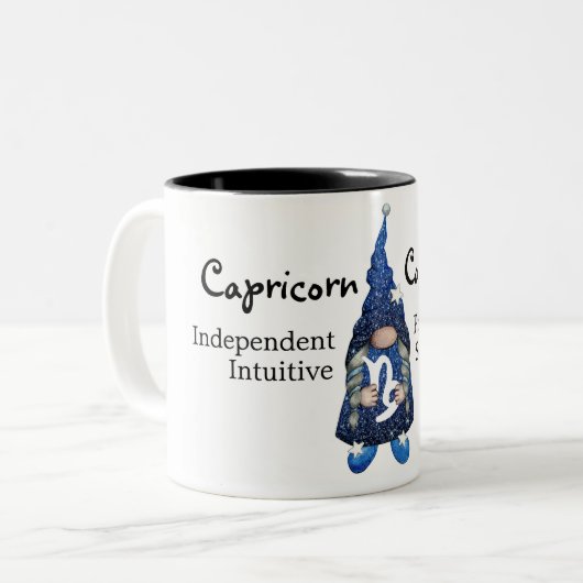 かわいい山羊座格言〔占星術の〕十二宮図標識 ツートーンマグカップ (正面左)