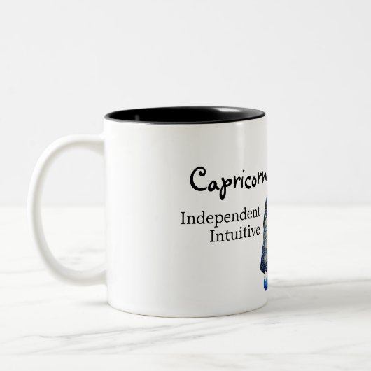 かわいい山羊座格言〔占星術の〕十二宮図標識 ツートーンマグカップ (左)