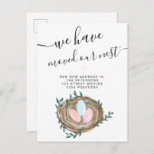 かわいい巣の水の色の卵の新しい家の移動 案内ポストカード (正面/裏面)