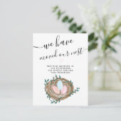 かわいい巣の水の色の卵の新しい家の移動 案内ポストカード (スタンド正面)