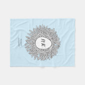 かわいい巣&卵パーソナライズされたイニシャル&ネームブルー フリースブランケット (正面(横))