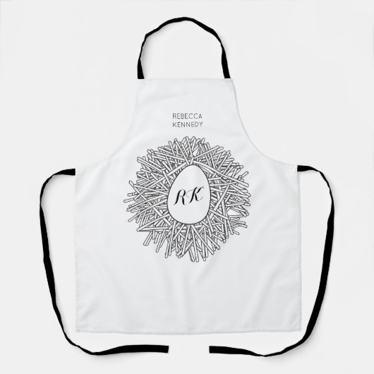 かわいい巣&卵 – パーソナライズされたイニシャル&名前 エプロン (正面)