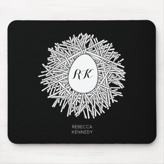 かわいい巣&卵 – パーソナライズされたイニシャル&名前 マウスパッド (正面)