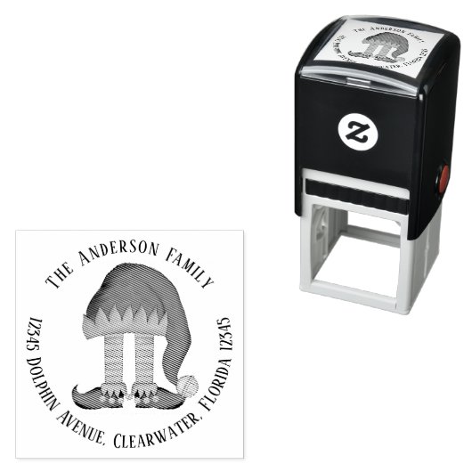 かわいい差出人住所おもしろい小妖精や小人リターンクリスマス セルフインキングスタンプ (インサイチュ)