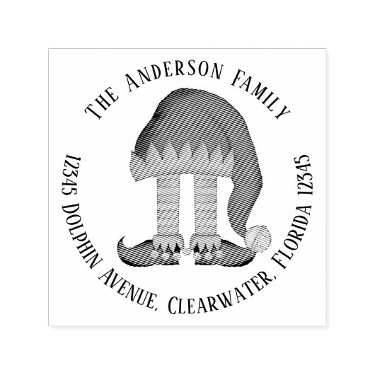 かわいい差出人住所おもしろい小妖精や小人リターンクリスマス セルフインキングスタンプ (デザイン)