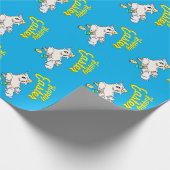 かわいい巻き毛の子ヒツジ及びだらしないバニーのハッピーイースター場面 ラッピングペーパー (角)