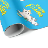 かわいい巻き毛の子ヒツジ及びだらしないバニーのハッピーイースター場面 ラッピングペーパー (ロールコーナー)