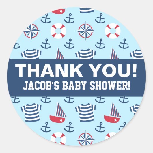 かわいい帆船いかり航海のパーティー ラウンドシール (正面)