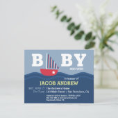 かわいい帆船のベビー航海のシャワー 招待状 (スタンド正面)