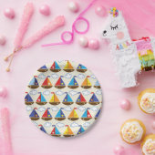 かわいい帆船の模様 ペーパープレート (パーティー)