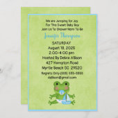 かわいい帆船カエル男の赤ちゃんシャワー招待状 招待状 (正面/裏面)