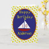 かわいい帆船年齢特定誕生日カード カード (黄色い花)