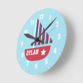 かわいい帆船航海の子供へ室 ラウンド壁時計 (傾斜)