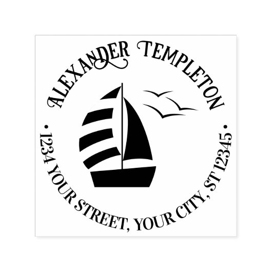 かわいい帆船航海の#2ランド名差出人住所 セルフインキングスタンプ (デザイン)