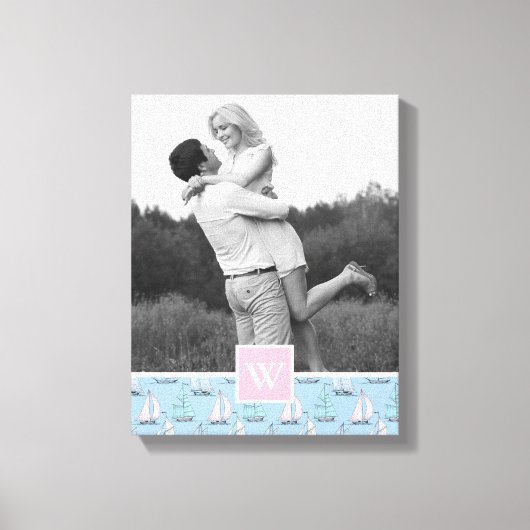 かわいい帆船 |モノグラムの写真 |モノグラム キャンバスプリント (正面)