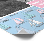 かわいい帆船 | モノグラム付き写真 | モノグラム ポスター (角)