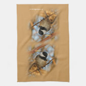 かわいい希望のブラックキャップ《鳥》アメリカゴガラソンバード キッチンタオル (縦)