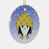 かわいい帽子のペンギンのオーナメント セラミックオーナメント (右)