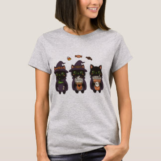 かわいい帽子の三匹の猫 - 愛猫家のためのグッズ Tシャツ