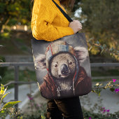 かわいい帽子をかぶった愛らしいコアラ、カスタマイズ可能 クロスボディバッグ